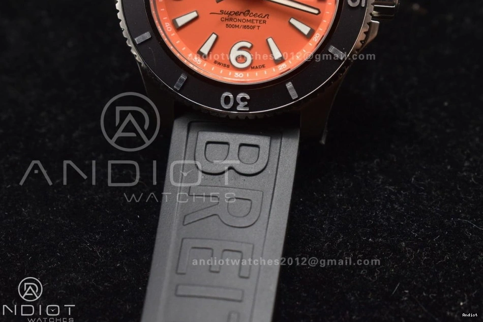 Bezel Orange Dial Superocean Automatic 44 TF A2824 Black Edition Rubber On Strap Best 1:1 Black 0511